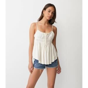 WE THE FREE Cami M Ivory Peplum Smocked Drawstring Boho